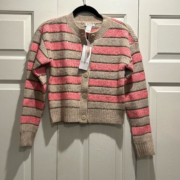 NWT Design History Striped Sequin Cardigan, Size XS - Picture 1 of 11